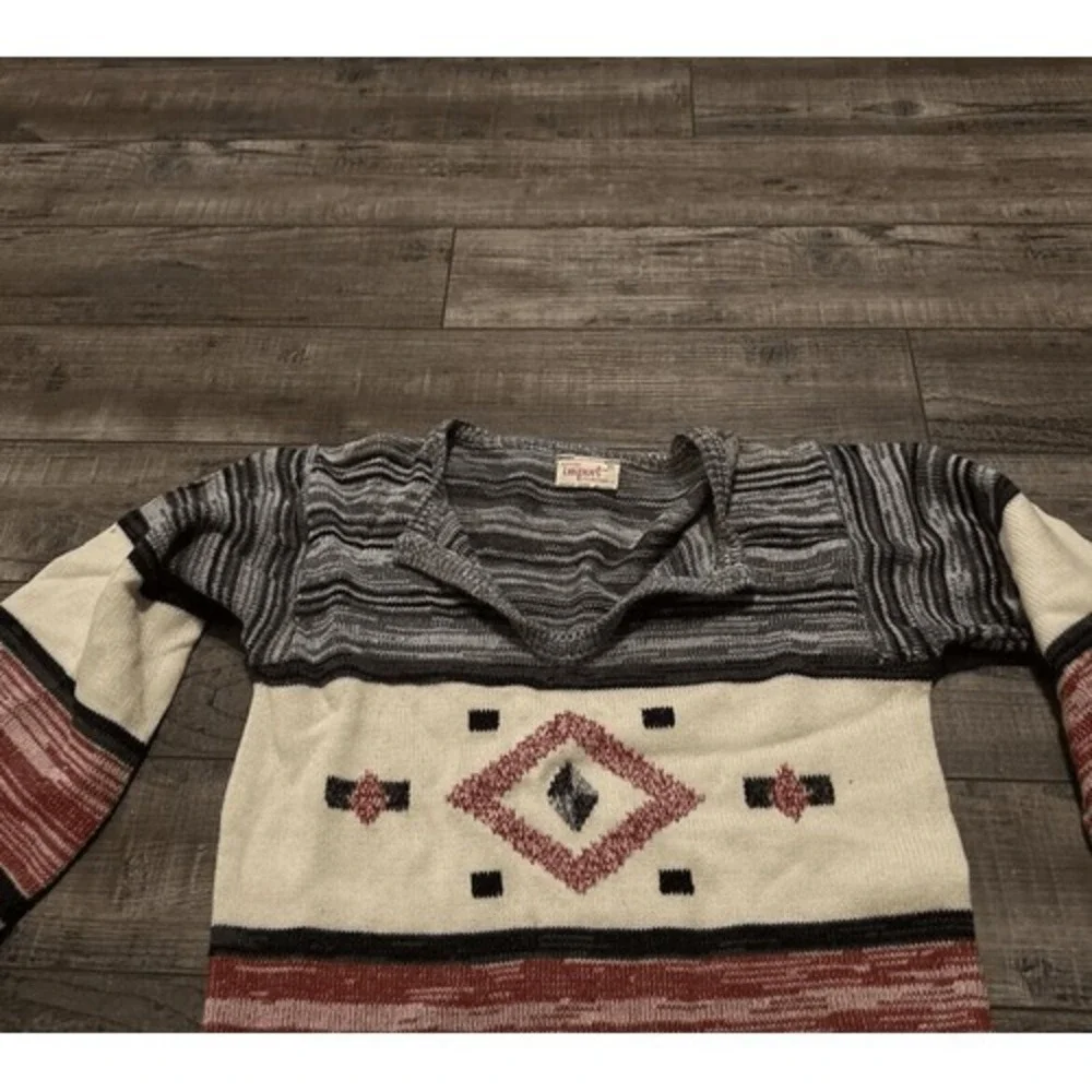 Vintage Knit Sweater Western Aztec Tribal Navajo Geometric Pattern Medium USA